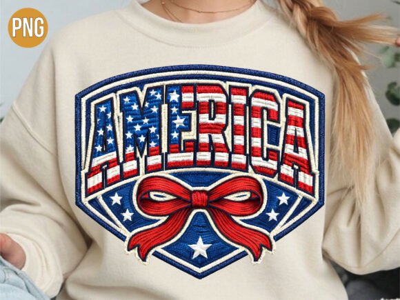 America Patriotic Shield Embroidery PNG for Etsy Sellers