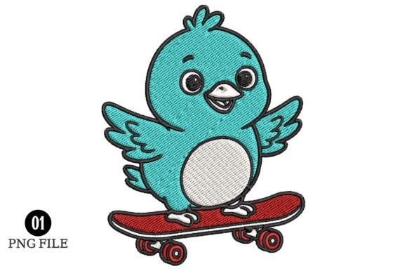 Cute Bird Skateboard Embroidery Design Review