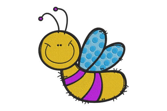 Happy Bee Embroidery Design for Holiday Product Lines