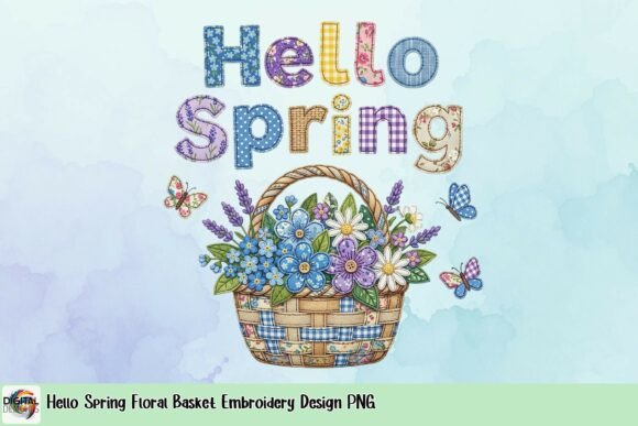 Hello Spring Floral Basket Embroidery Design PNG Review