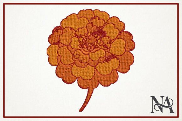 Orange Marigold Flower Embroidery Design Review