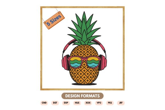 Pineapple with Headphones Embroidery: Festive Stitch