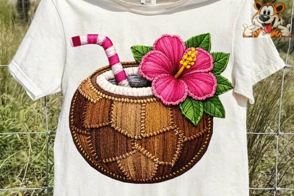 Tropical Coconut Drink Embroidery PNG: Craft Fair Review