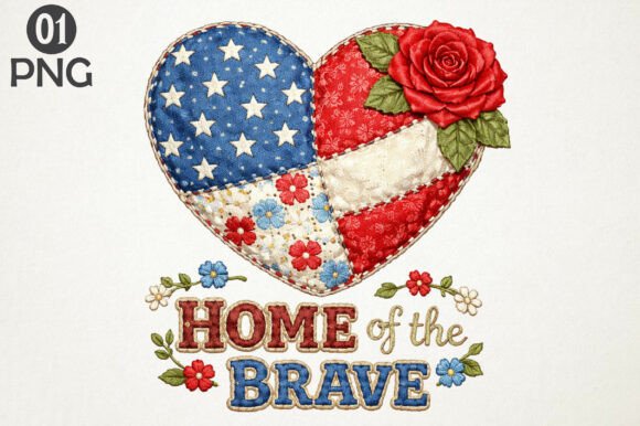 USA Flag Heart Patriotic Embroidery PNG Design Review